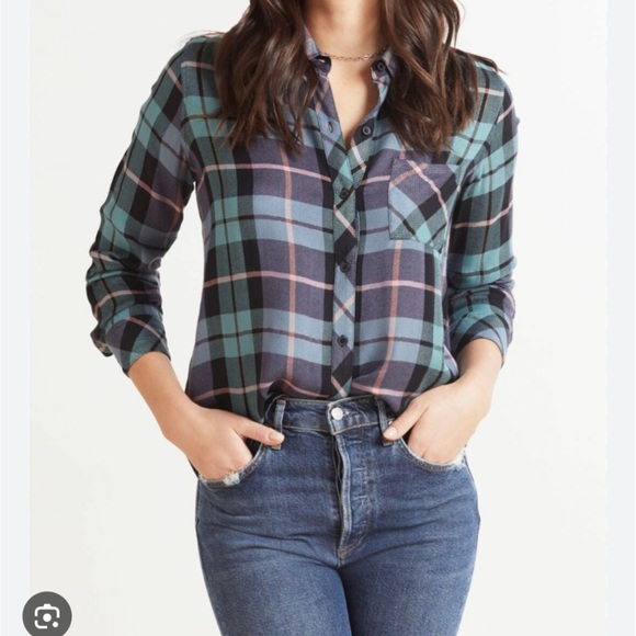 Rails Teal/Pink Hunter Plaid Button Down Shirt - Picture 2 of 8